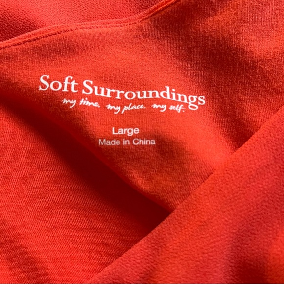 Soft Surroundings Orange Caramba One Shoulder Georgette chiffon dress large - Picture 5 of 6